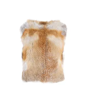 Vintage beige genuine fox fur gilet ABC1022
