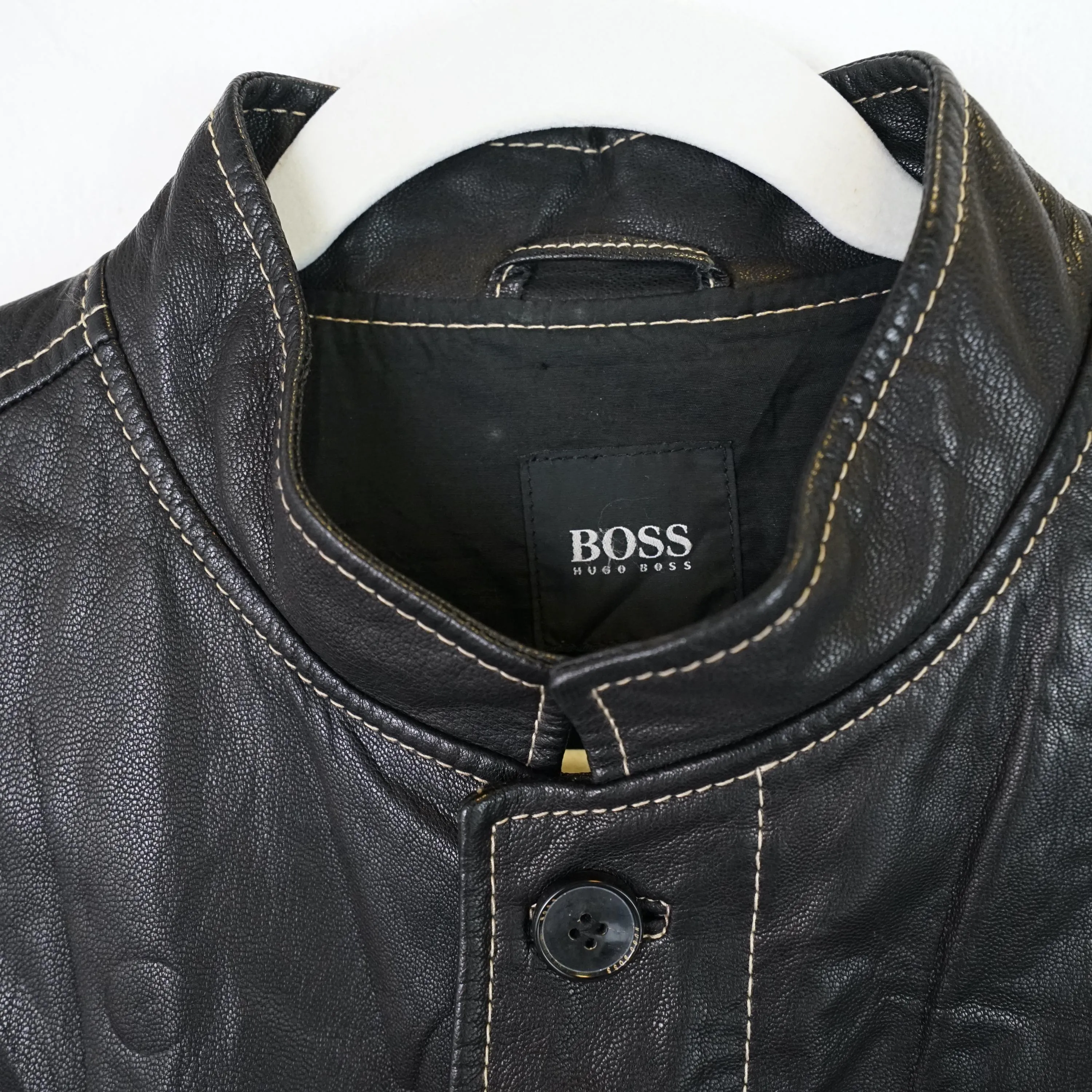 Vintage Hugo Boss Y2K leather jacket size L