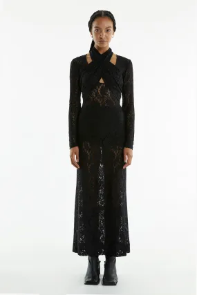 WAYWARD WRAP NECK MAXI DRESS | BLACK