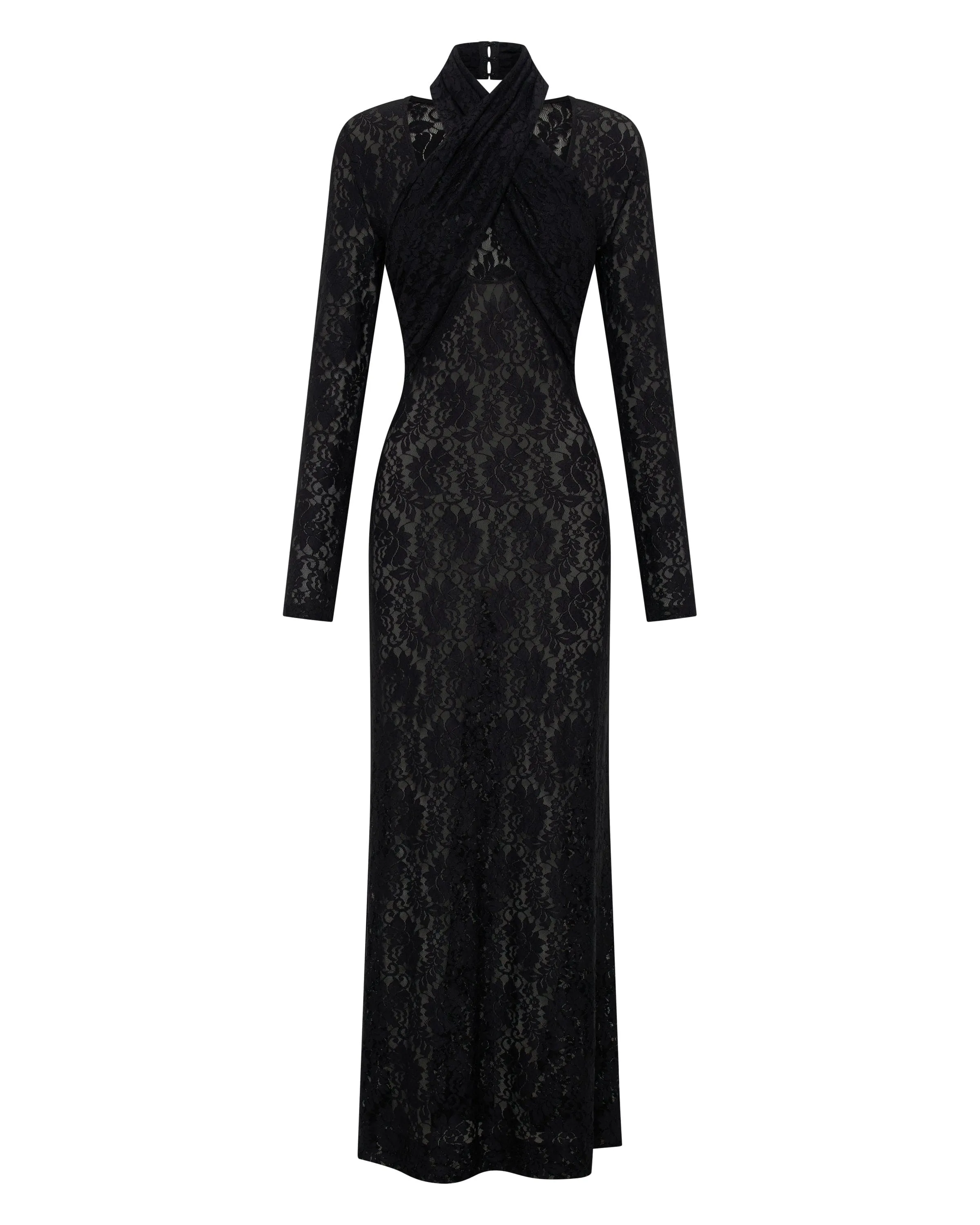 WAYWARD WRAP NECK MAXI DRESS | BLACK