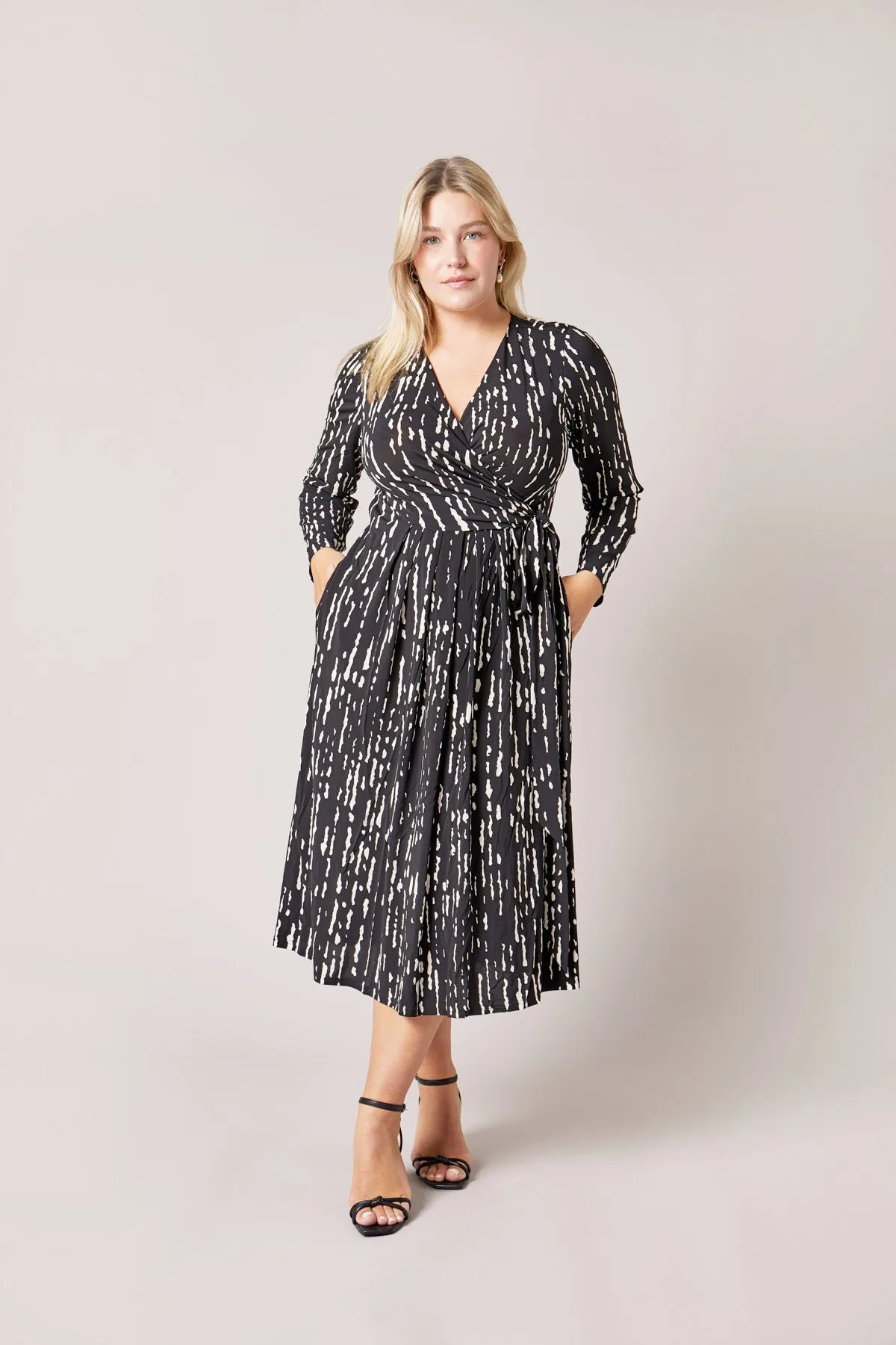 Wrap Jersey Dress Black & White