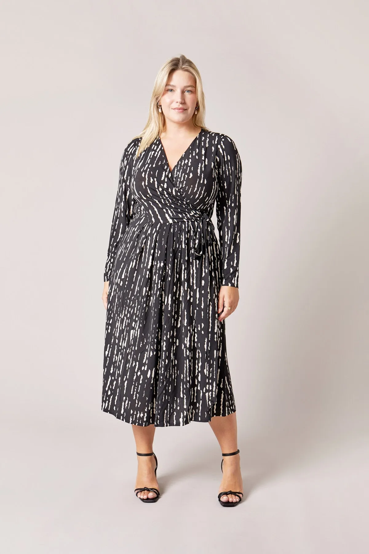 Wrap Jersey Dress Black & White