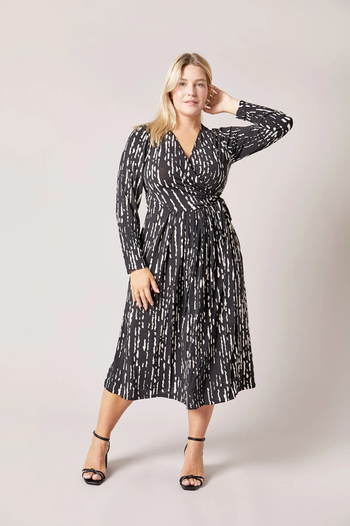 Wrap Jersey Dress Black & White