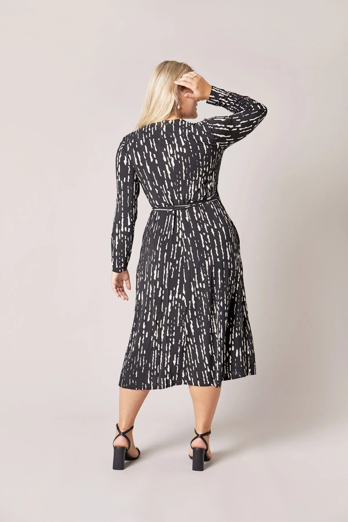 Wrap Jersey Dress Black & White
