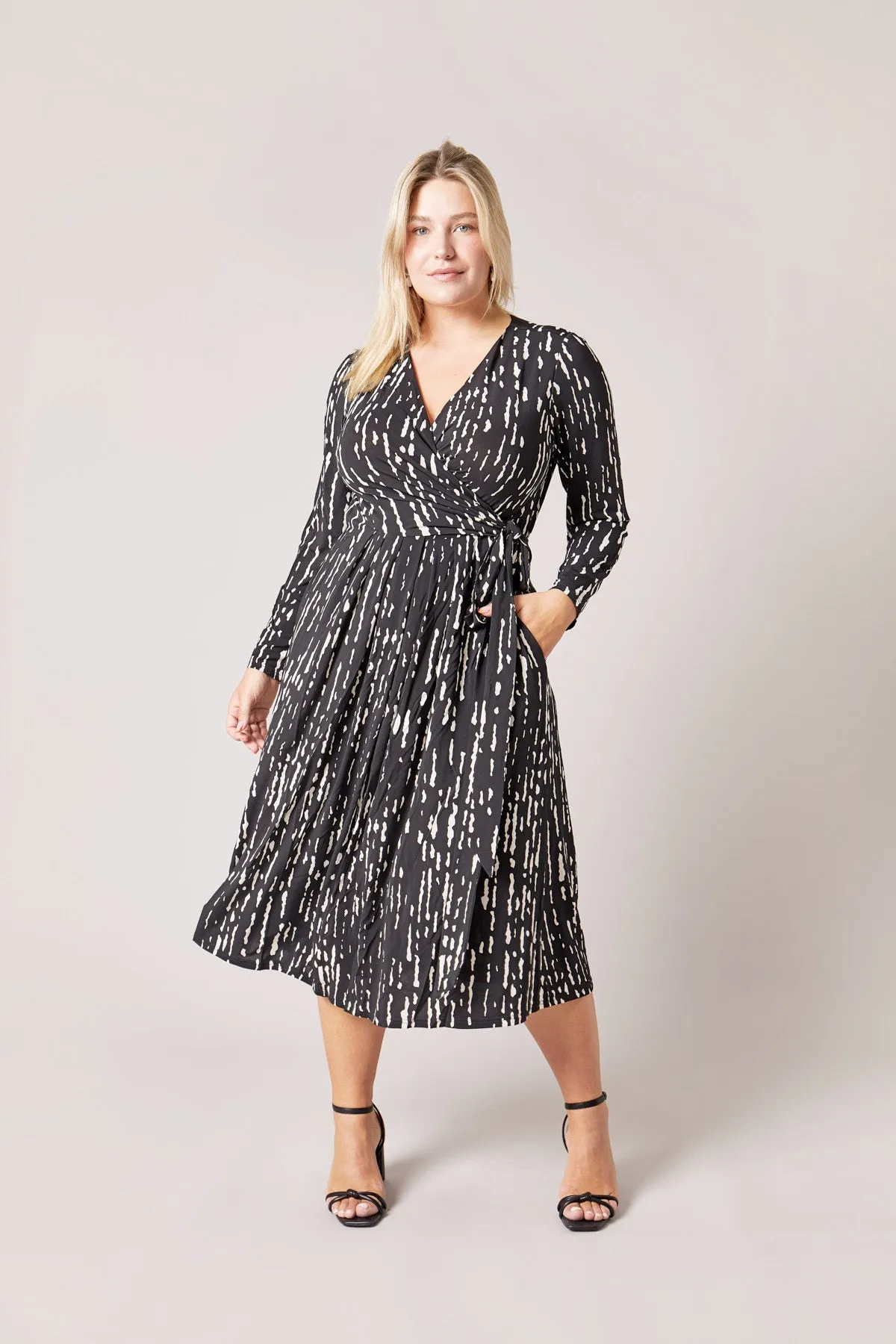 Wrap Jersey Dress Black & White