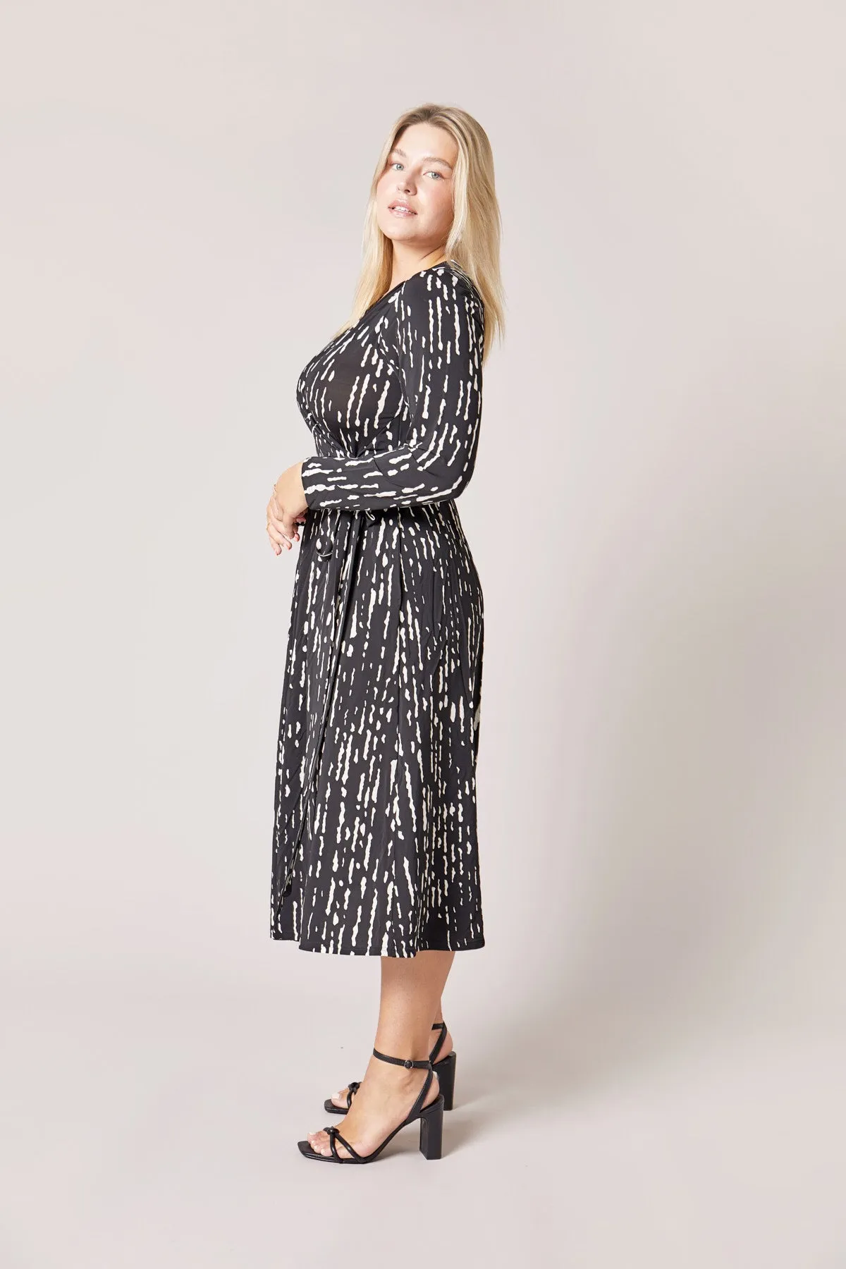 Wrap Jersey Dress Black & White