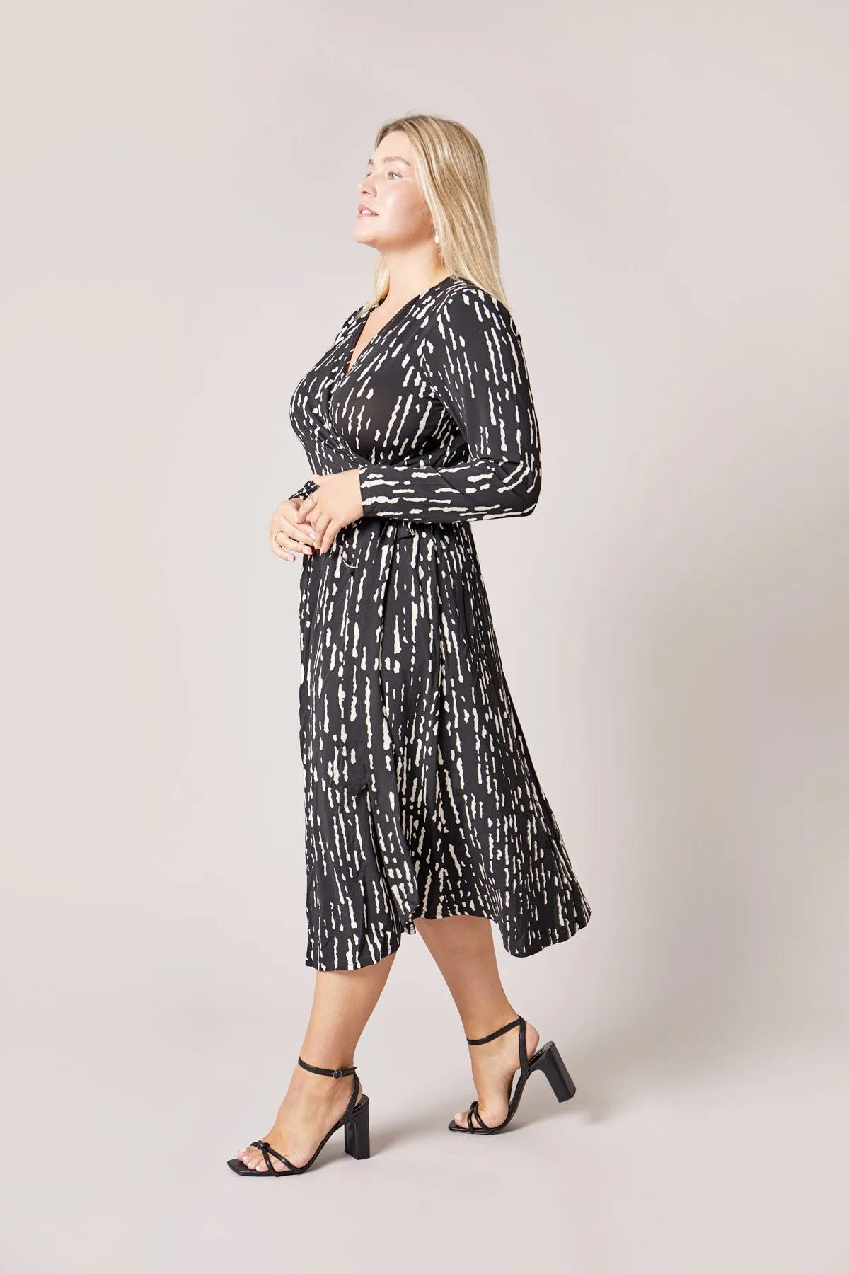 Wrap Jersey Dress Black & White