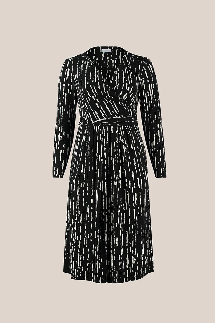 Wrap Jersey Dress Black & White