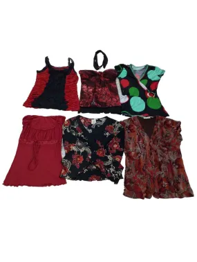 Y2k 2024 - Y2k Cute Red Black Blouses Mix - 28 pcs